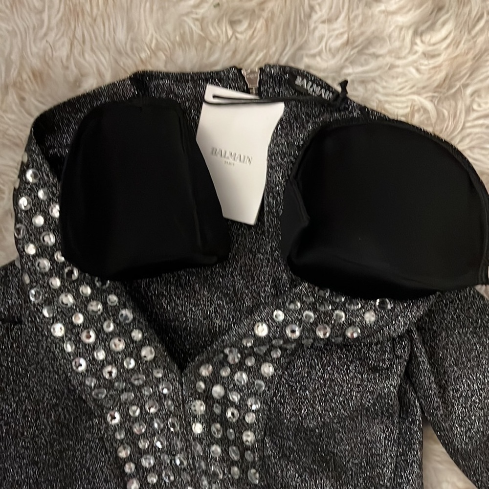 BALMAIN Crystal-embellished metallic stretch-knit mini dress - Picture 9 of 15